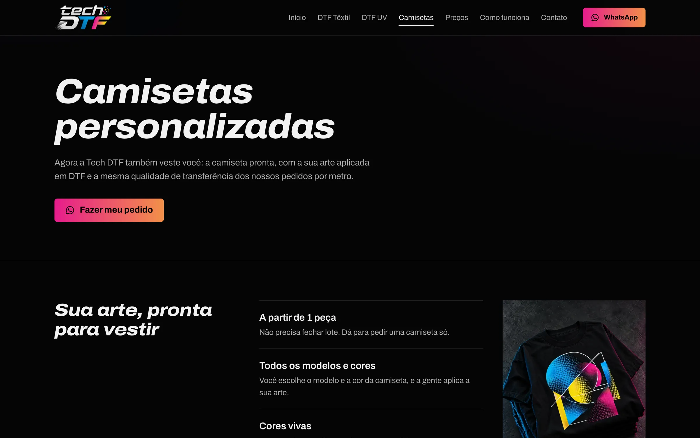 Página de camisetas personalizadas