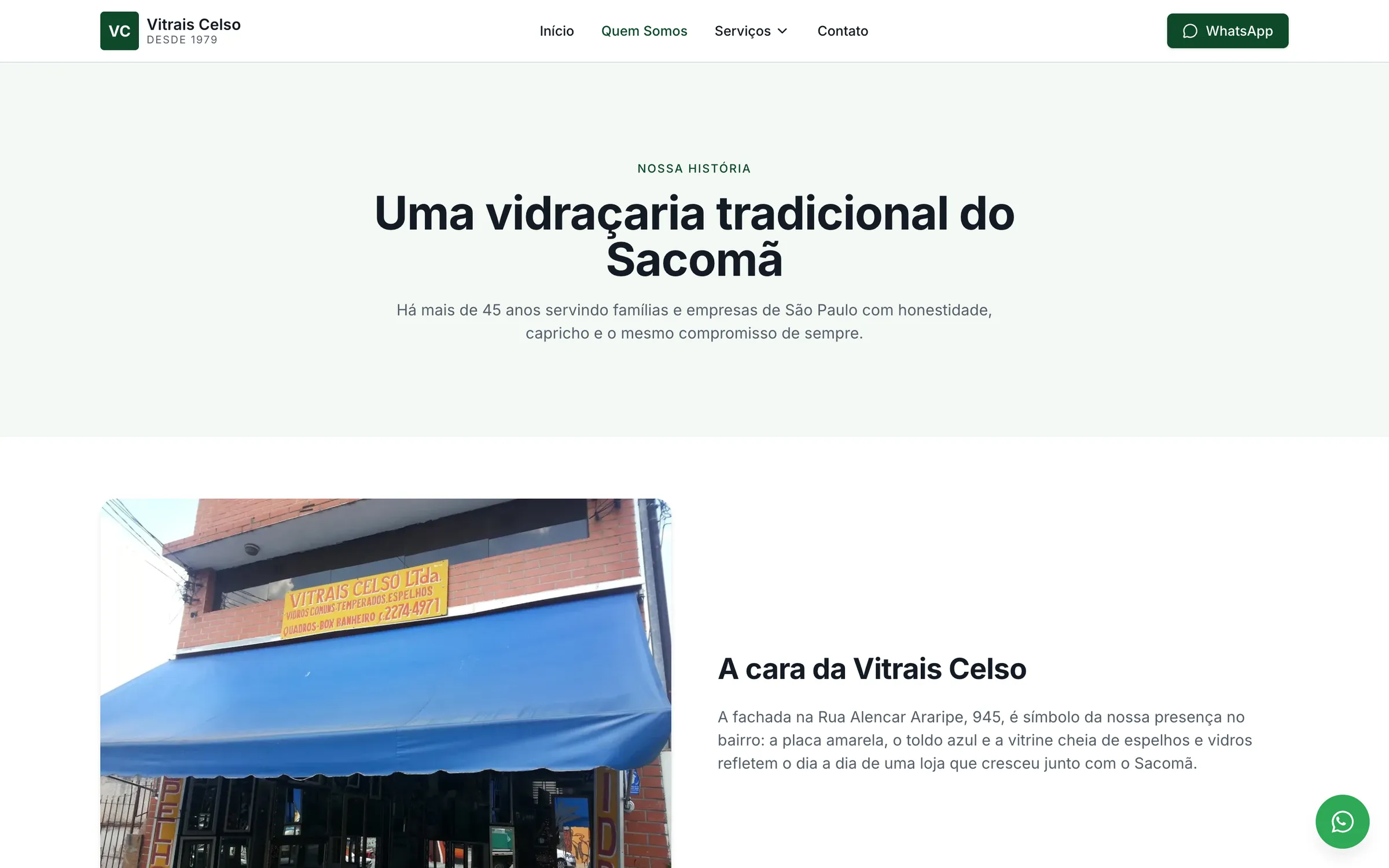 Página “Uma vidraçaria tradicional do Sacomã”